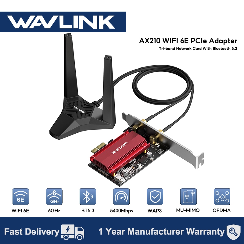 WAVLINK AX5400M WiFi 6E PCIe Kartu Jaringan Tri-Band AX210 Adaptor Nirkabel dengan Bluetooth 5.3 MU-