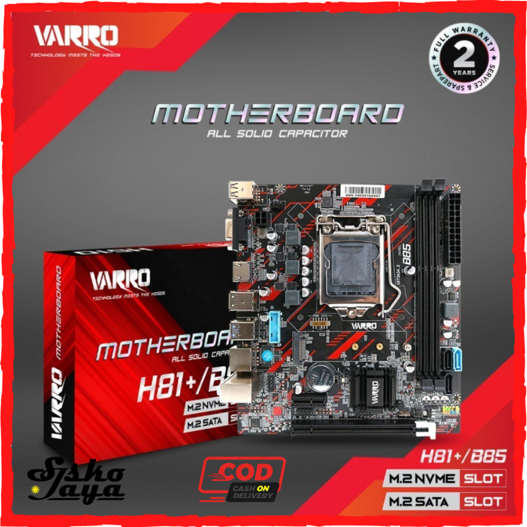 MOTHERBOARD VARRO H81+/B85 LGA 1150 USB 3.0 SUPPORT M.2 SATA & NVME