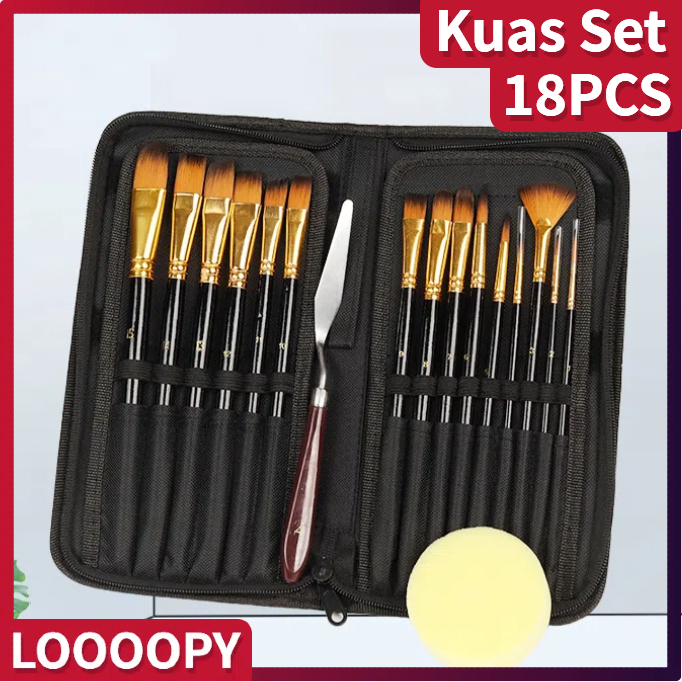

Pus LOOOOPY Art Brush Set Kuas Lukis BRS-12 SET Kuas Alat Lukis Set Lengkap Mixing