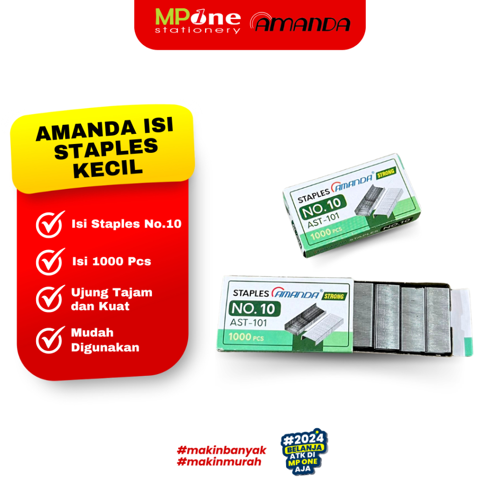 

(1 KTK) Amanda Isi Staples Kecil No. 10 / Isi Stapler Kecil 1000pcs No.10 Amanda