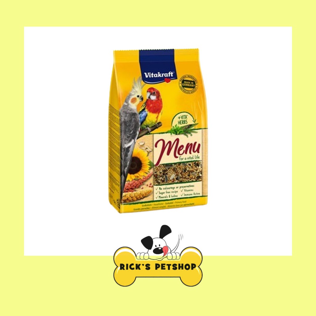 

23bagusmenshop - Vitakraft Premium Menu Vital Cockatiels 1Kg Makanan Burung Parkit