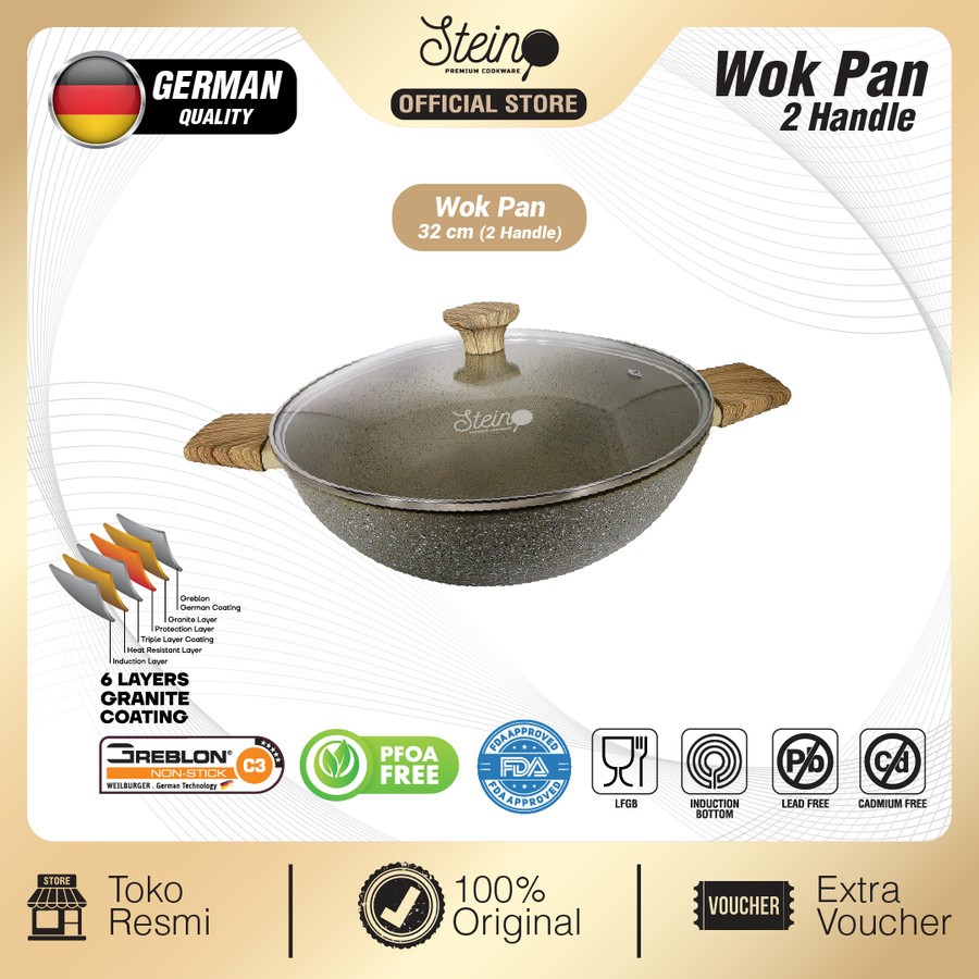 STEIN WOK PAN 32 cm | STEIN COOKWARE | PANCI MASAK | PANCI | PERALATAN MASAK | ALAT MASAK