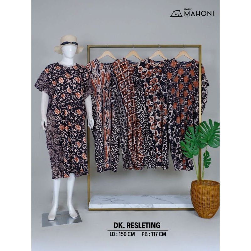 (LD 144 CM) Daster Mahoni Batik Pekalongan II DK Resleting Mahoni