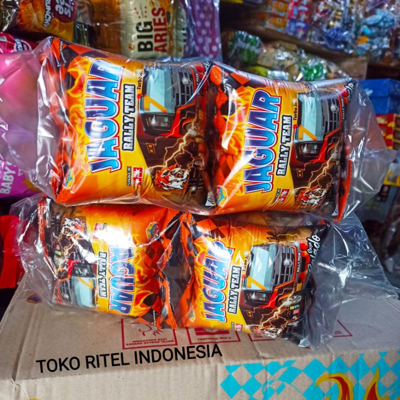 

Chiki Jaguar Oren Berhadiah (1 Pack isi 10 pcs)/Ciki Jaguar Rasa Balado Berhadiah Kejutan/Snack Jaguar Chiki Hadiah Uang