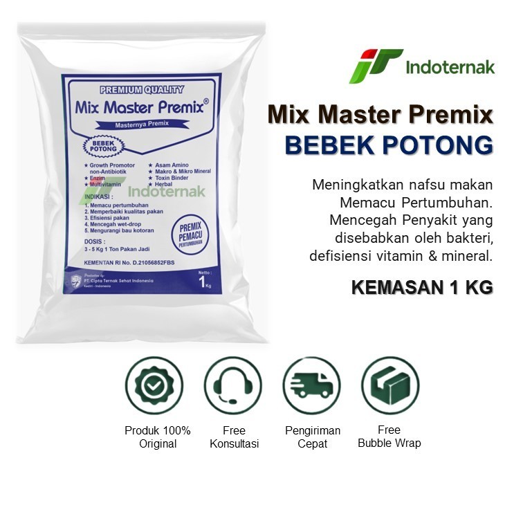 MIX MASTER PREMIX BEBEK PEDAGING - Suplemen Pakan Pemacu Pertumbuhan Bebek Pedaging