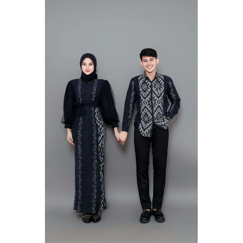 SET couple tenun patma baju tenun kondangan kemeja pria dewasa dress tenun patma