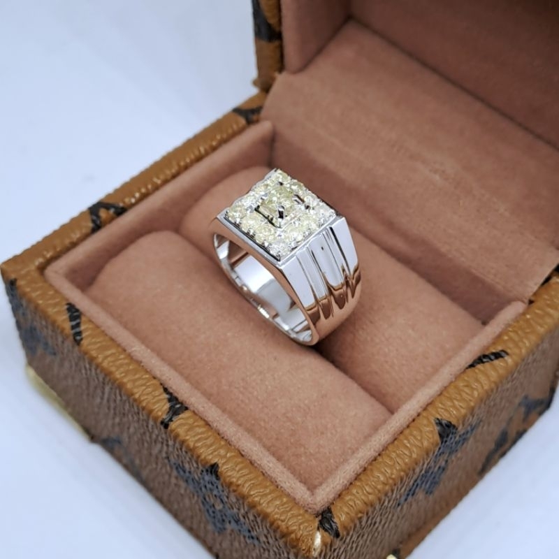 Cincin Perak Pria Elegant Berlian Eropa