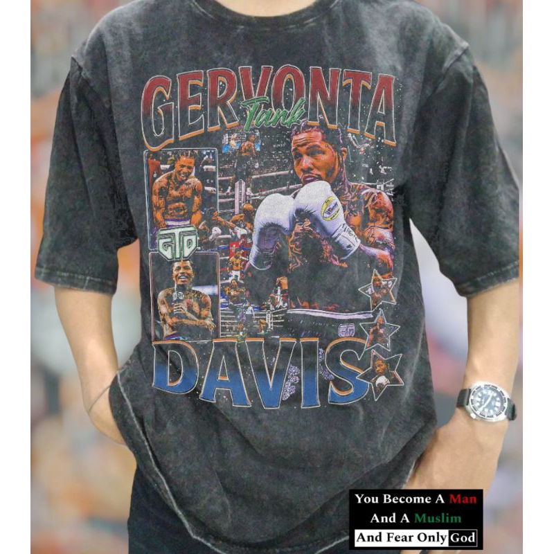 Gervonta Davis Boxing Champion Vintage Wash T-shirt/Kaos Gervonta Tank Davis Boxing Vintage Wash Ove