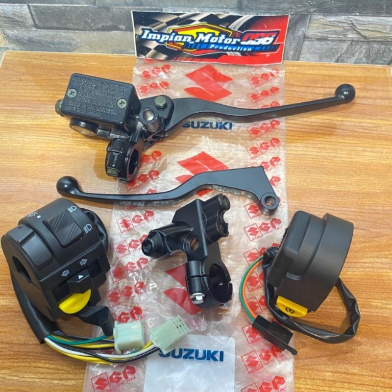 paket saklar set + master rem assy + handle kopling + dudukan kopling sepion darat 12 motor Suzuki S