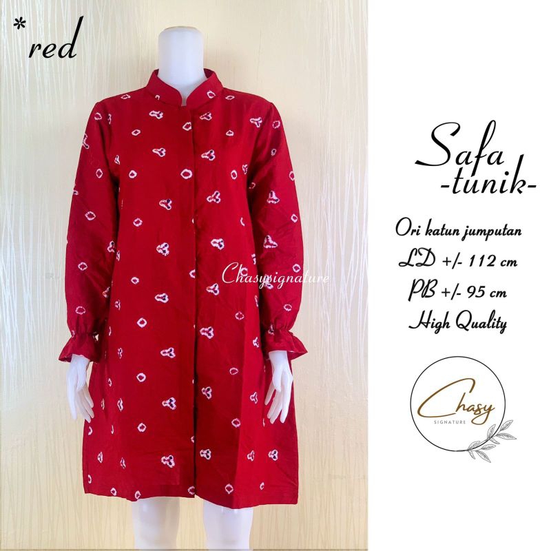 Safa tunik jumputan merah ori batik solo