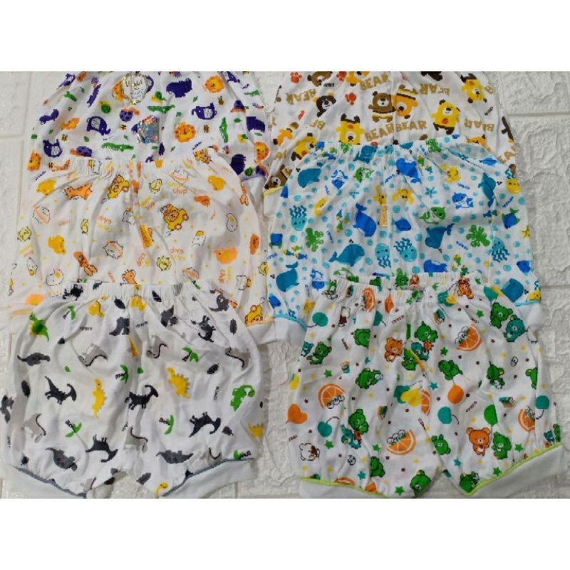 UsagiSNI || 6 Pcs Celana Pendek Usagi Gold Putih Print Motif | Celana Pendek Bayi Usagi Gold Putih |