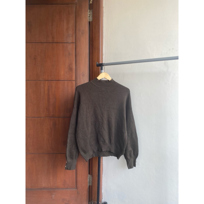 GU Uniqlo sweater rajut lengan balon - knit top -sweater lengan balon - sweater rajut lengan balon l