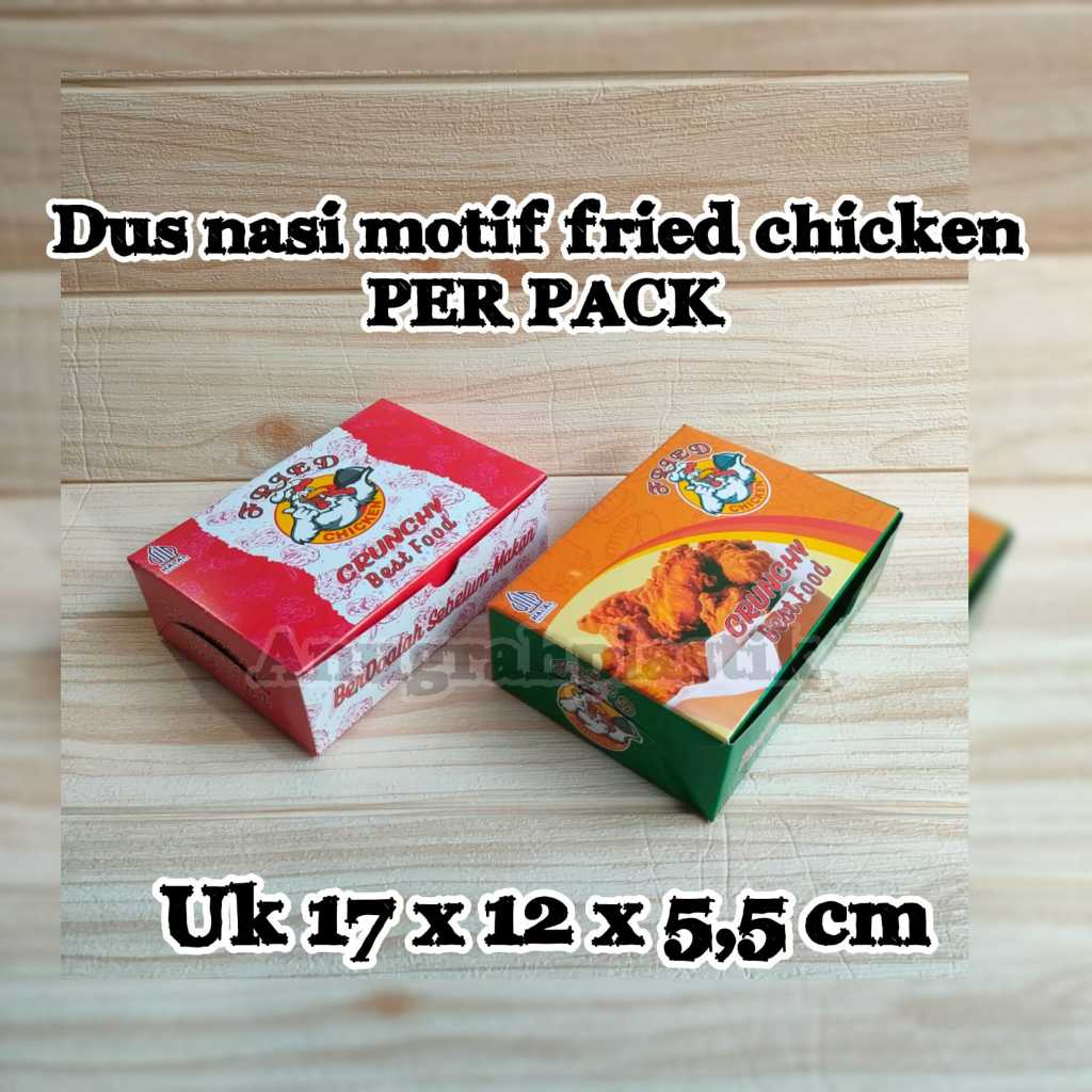 

Dus Nasi Fried Chicken Motif Uk 17 x 12 x 5,5 cm / Dus ARK Full Motif PER PACK