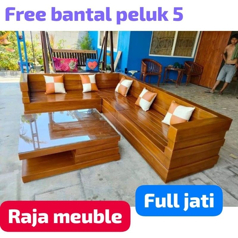 KURSI TAMU SUDUT JATI MODEL BOX MINIMALIS