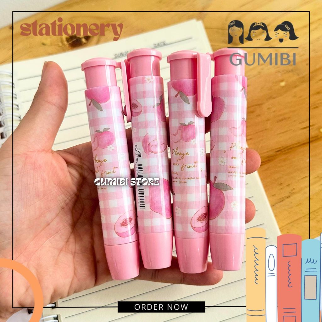 

PENGHAPUS CETEK PEACH PENGHAPUS PENSIL MEKANIK MOTIF PEACH BUAH PERSIK LUCU TERMURAH GUMIBI STORE