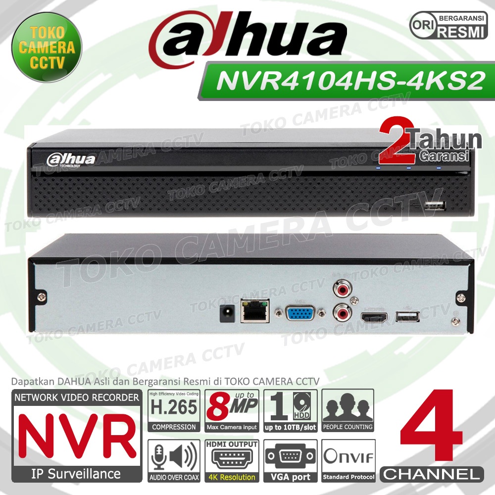 NVR DAHUA 4 CHANNEL NVR4104HS-4KS2 NVR 8MP 4CH IP CAMERA