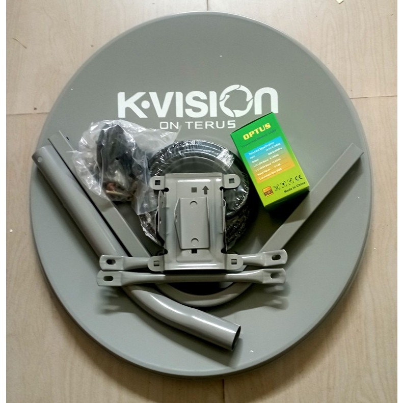 Dish Offset Parabola Solid / Bolong Diameter 45cm merk K-Vision & LNB Ku-Band & Kabel