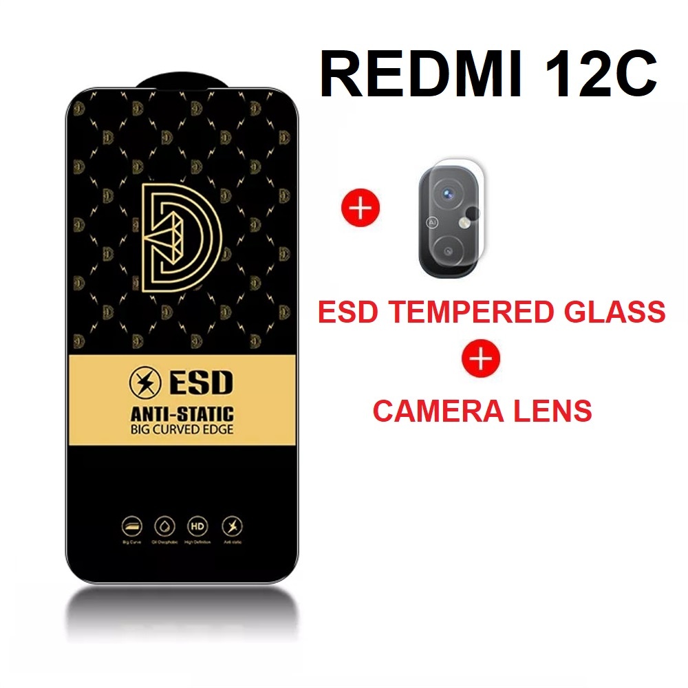 Tempered Glass Xiaomi Redmi 12C PAKET 2in1 ESD Tempered Glass CAMERA LENS Tempered Glass Xiaomi Redm