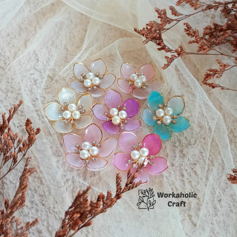 Aplikasi Bunga (07) Bunga Kerang Mutiara Bahan Hias Mahar Ringbox Resin