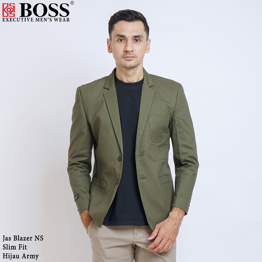 Boss Jas Blazer Casual Ns Slim Fit Hijau Army