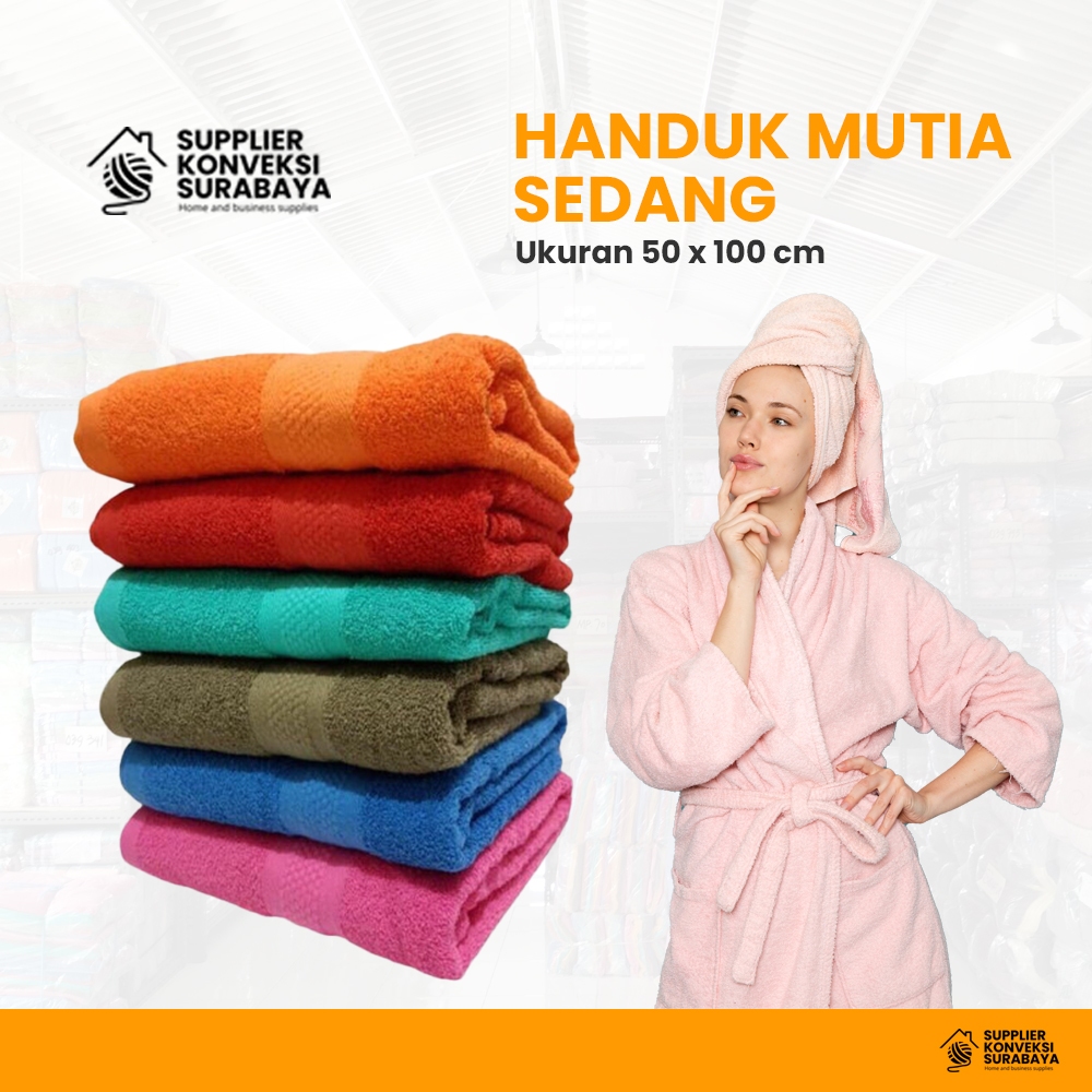 (ECER) Handuk Mutia warna 50x100cm - Cindera mata handuk - Handuk untuk hadiah - Hampers Handuk - So