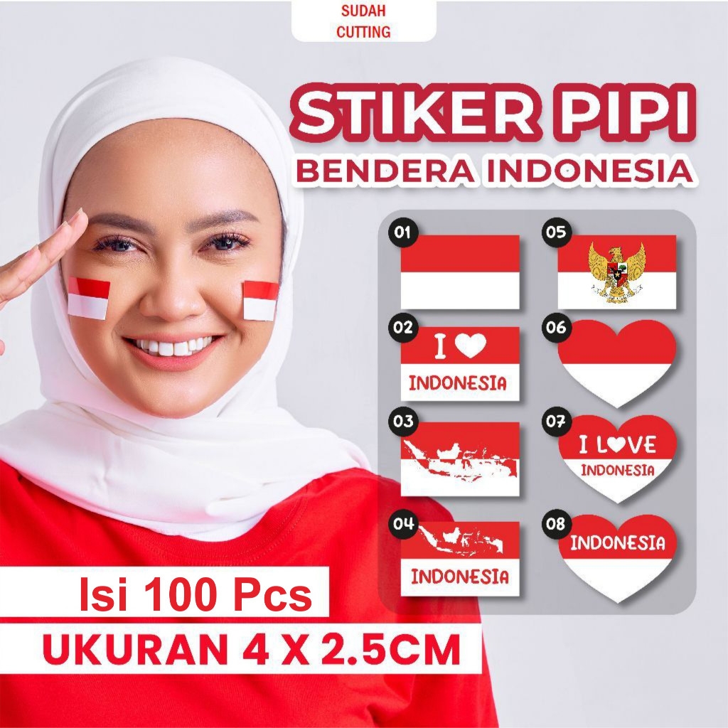 

Stiker Pipi Bendera 100 Pcs / Sticker Merah Putih / Sticker Bendera Tempel Pipi / Anak Dewasa