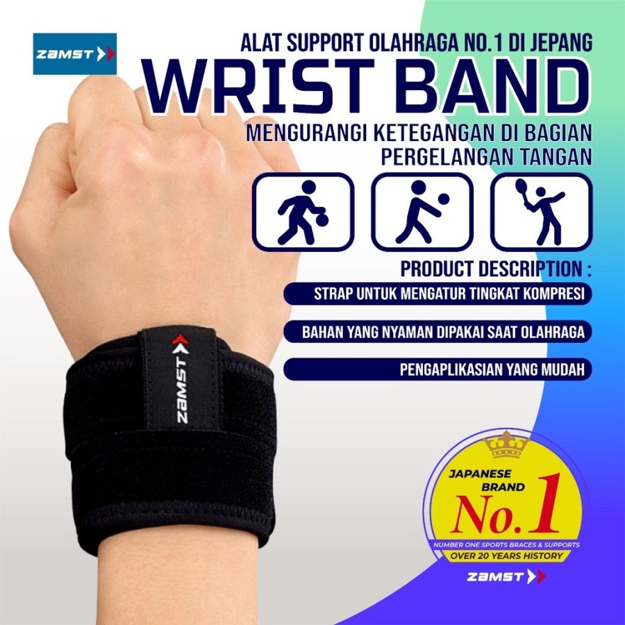 Wrist Band Support Deker Tangan Zamst Original Japan