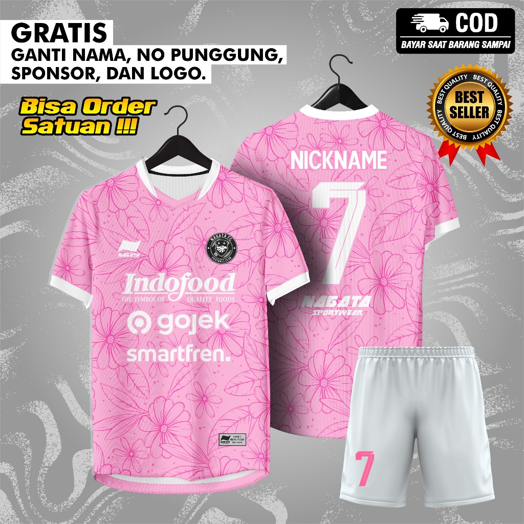 Jersey futsal pink cewek terbaru / jersey futsal custom nama + no punggung / baju bola custom 201