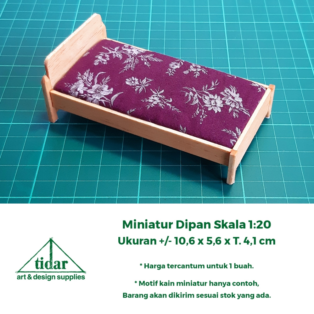 

[MR] MH - Miniatur Maket Dipan Skala 1:20 - Ranjang Kayu - Tempat Tidur Single