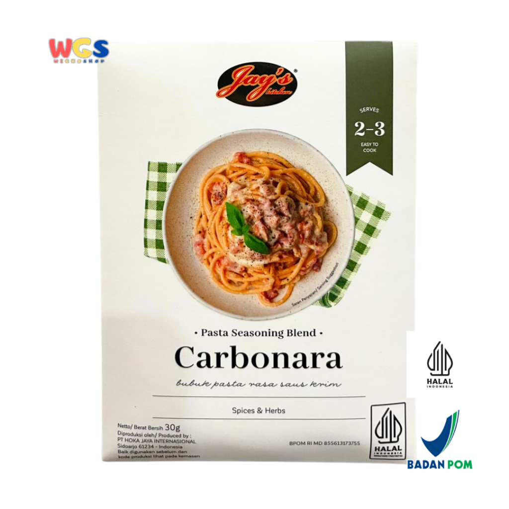 

Jay's Kitchen Carbonara Pasta Seasoning Blend 30g - Bubuk Pasta Rasa Saus Krim