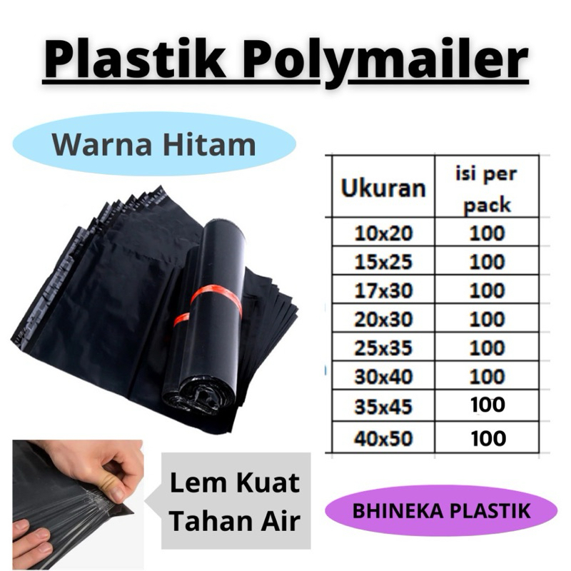 DEASLHOP21 | Plastik Packing Online | Plastik packing Baju Plastik POLYMAILER isi 100 Lembar Hitam U