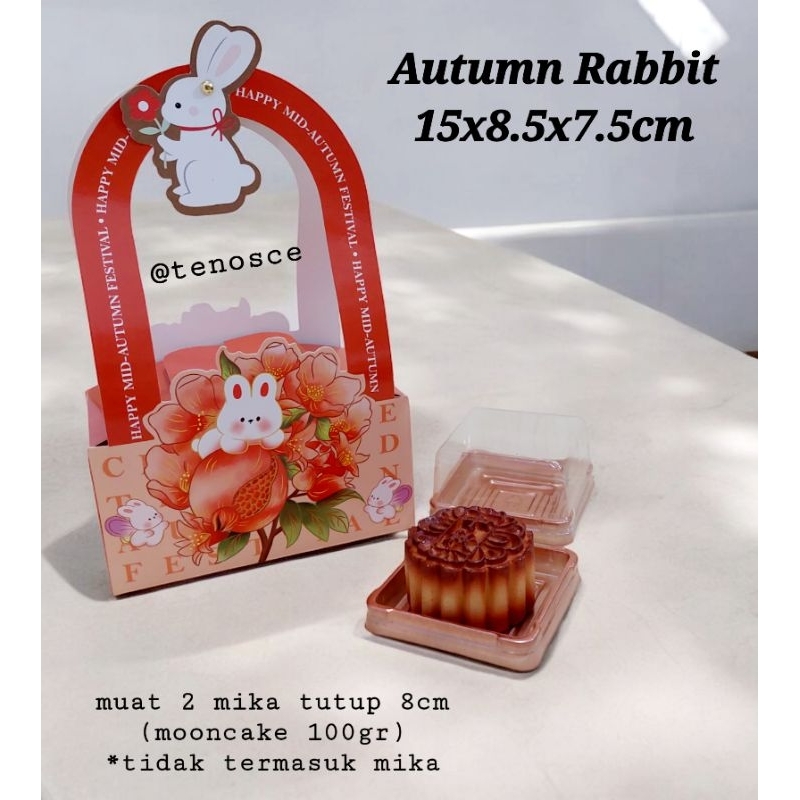 

5pcs Kotak Dus Box Tenteng Mooncake 100gr Angkongpia Kue Bulan Snowskin mika tutup 8cm Autumn Rabbit Hampers