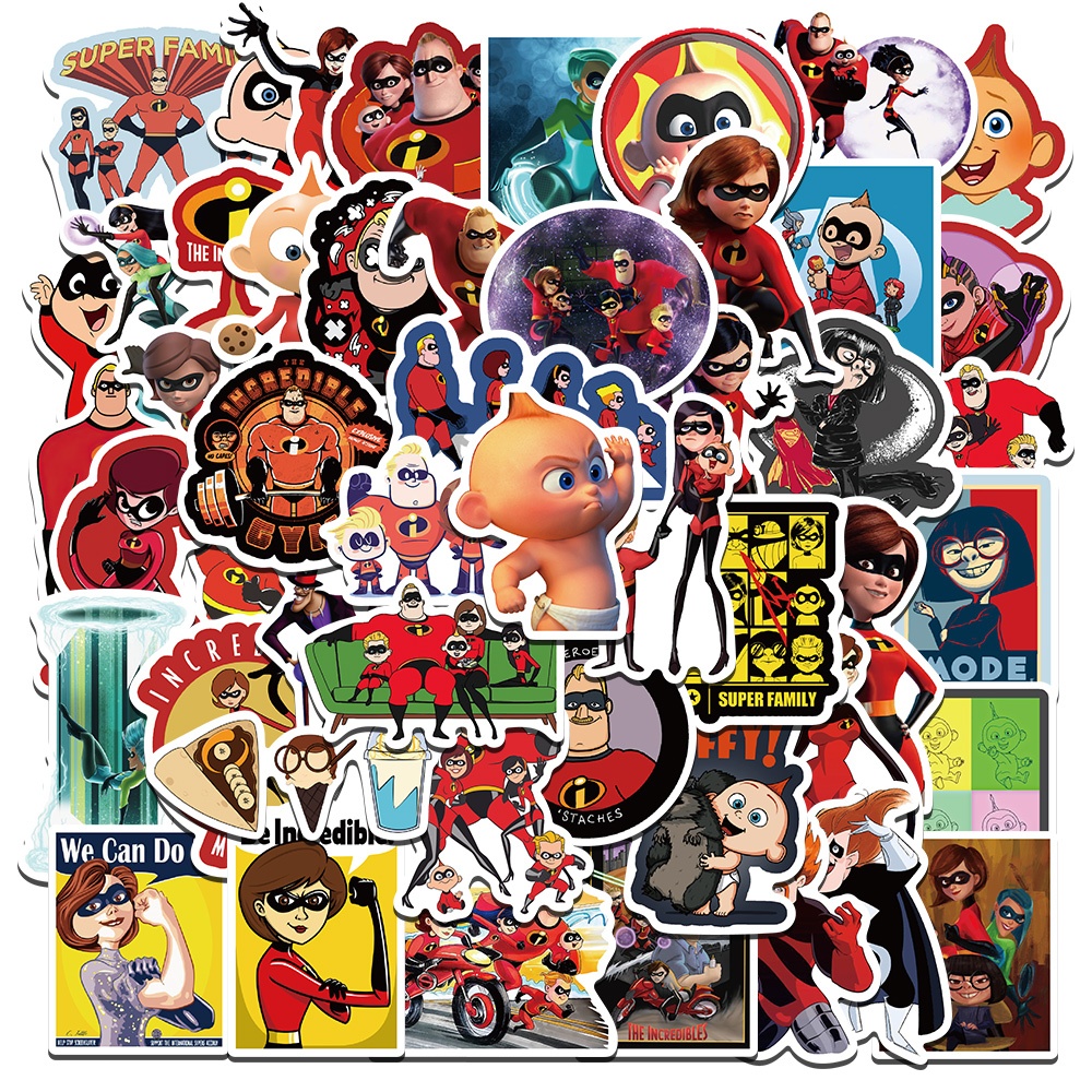 

[50PCS]Stiker Lucu Kartun Stiker Anak Pack The Incredibles Decal Vinyl Stiker Anti Air- Sticker Aesthetic Buku Journal Koper Casing HP Tablet Laptop Helm Motor Botol Minum