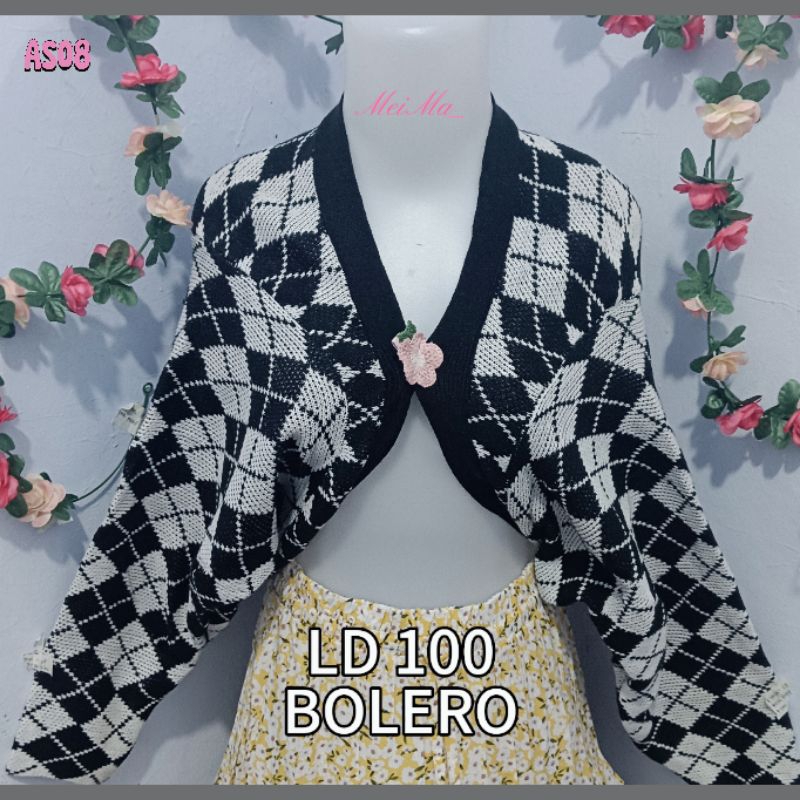 BARU BOLERO KOTAK HITAM PUTIH PREMIUM RAJUT BOLERO