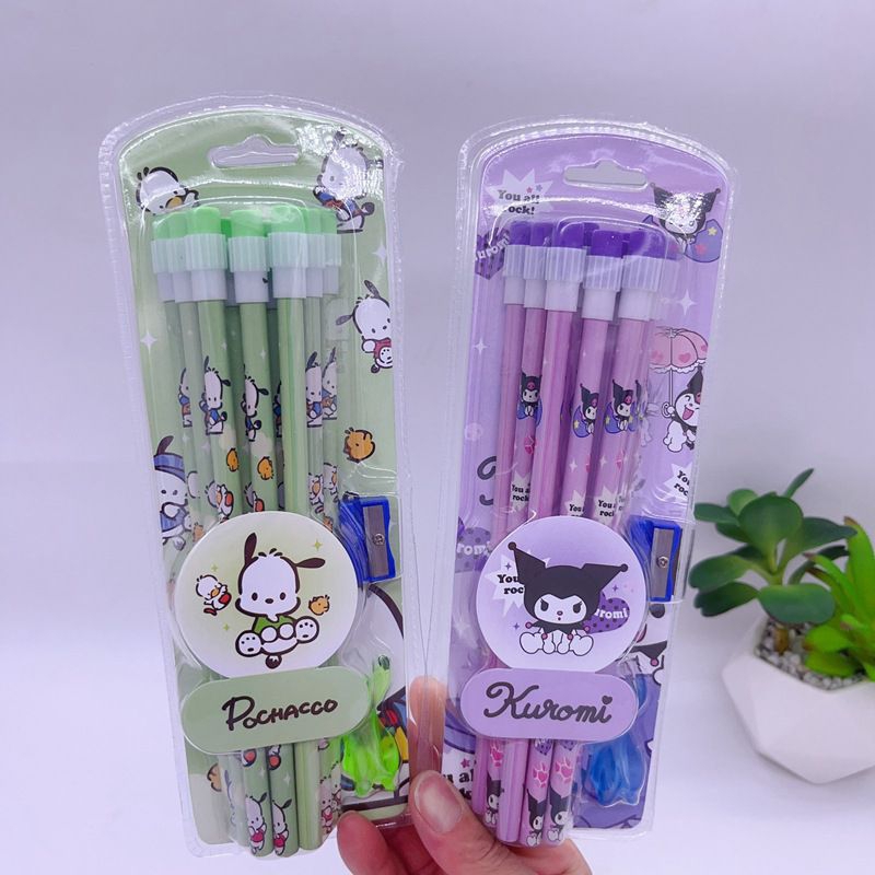 

Set Pensil 2B Isi 12 Pcs Motif Sanrio + Rautan + Pelindung Tangan / Pensil 2B