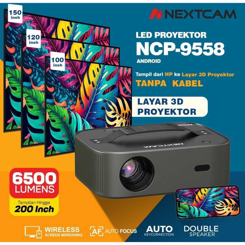 NEXTCAM NCP 9558 Proyektor LED Android FULL HD with DOLBY Audio