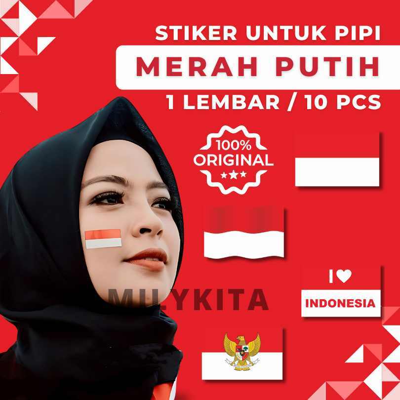 

Sticker Merah Putih untuk Pipi - Bendera Kemerdekaan 17 Agustus 1 lembar isi 10 Cutting Stiker