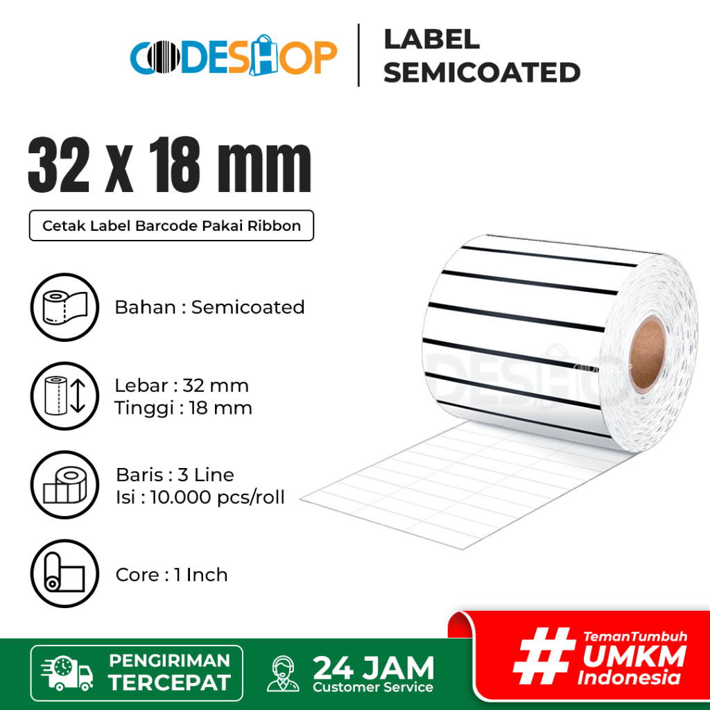 

Label Stiker Semicoat 32 x 18 / 32x18 mm / 32x18mm / 3,2x1,8 cm Cacah