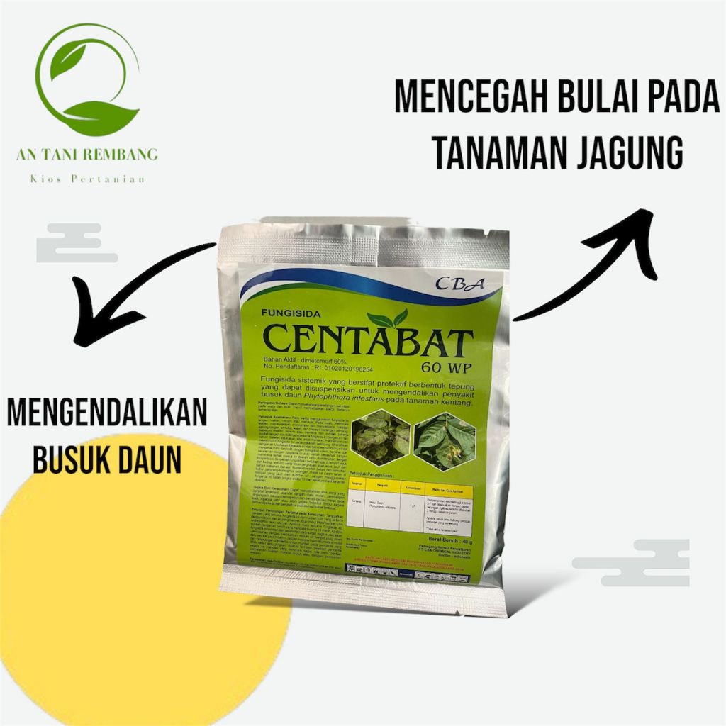 Fungisida CENTABAT 60 WP 40 GR - Sistemik Dimetomorf 60% Cegah Busuk Tanaman 100% Original