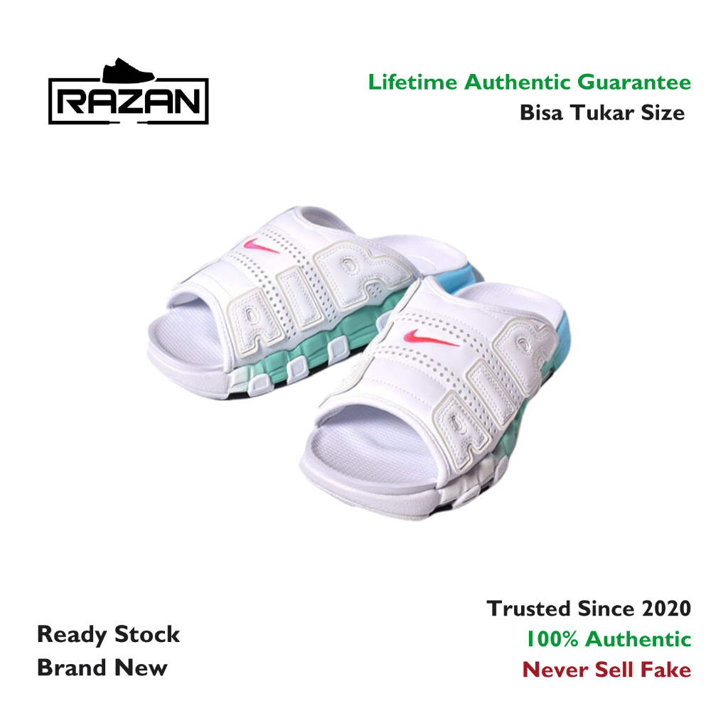 Nike Air More Uptempo Slide Aqua 100% Authentic Original