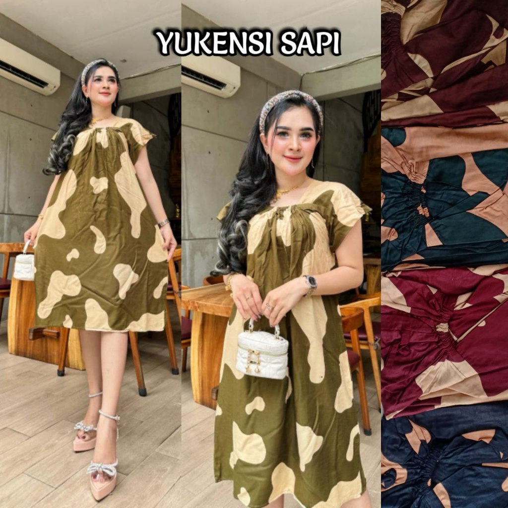 DASTER YUKENSI JUMBO KERUT DADA LENGAN PENDEK LD 110CM | FASHION WANITA TERMURAH