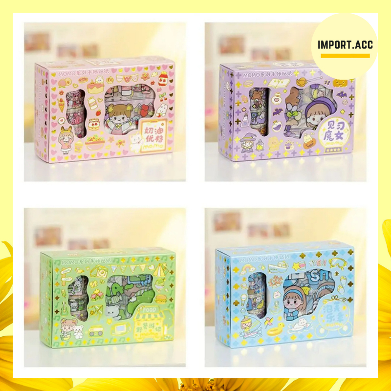 

STIKER ROLL MOMO KOREA 2D SET BOX WASHITAPE SOLATIP ISOLASI MOMO STICKER VIRAL