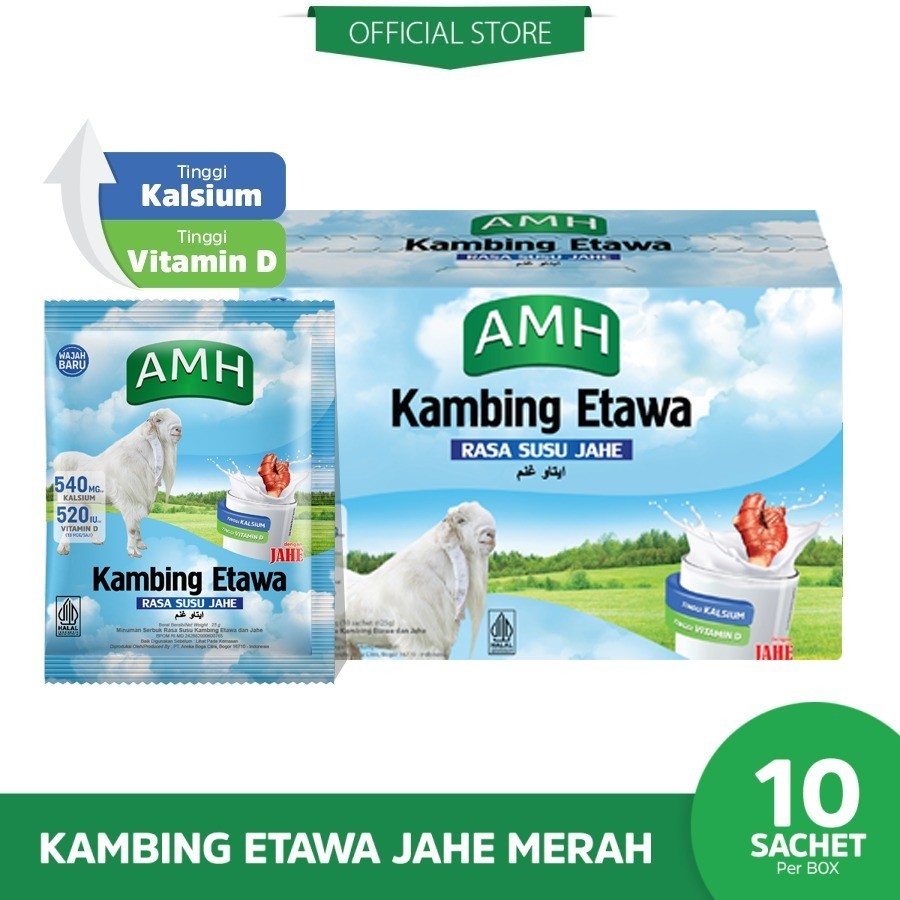 

Susu Kambing Etawa AMH+Jahe | Per box isi 10 sachet @25gr