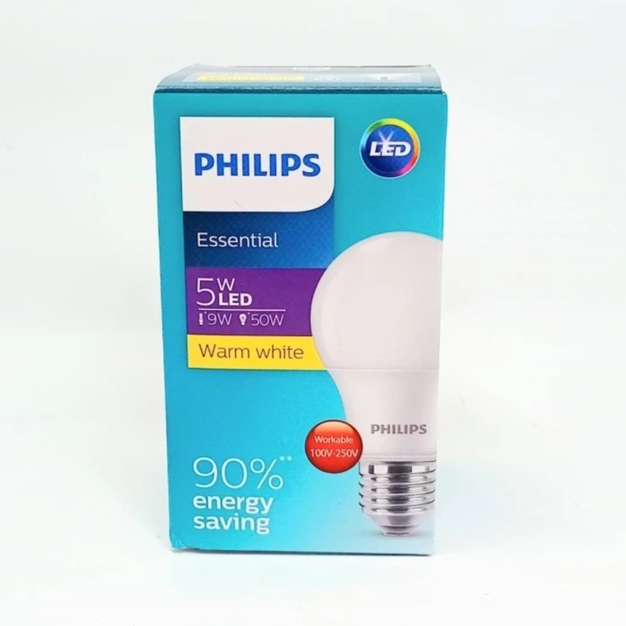 Lampu LED Philips Essential CAHAYA KUNING 5 Watt Bohlam Bolam Bergaransi 1 Tahun