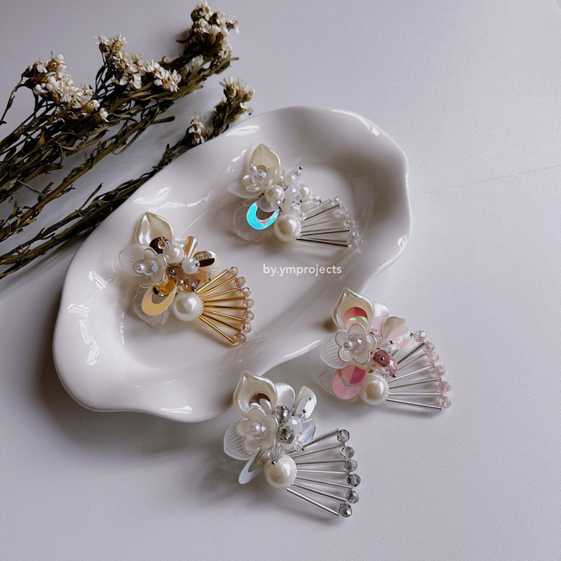 ASTER BROS BAJU KERAH KEMEJA - PREMIUM CRYSTAL STATEMENT BROOCH JUNTAI MANIK PAYET BEADS PEARL MUTIA