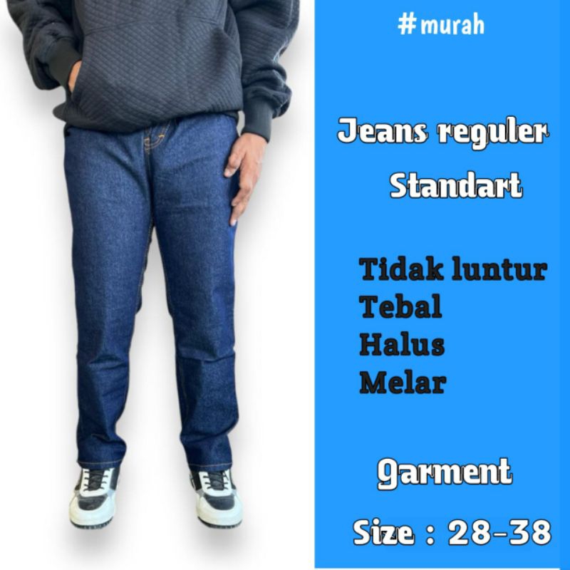 JEANS DENIM REGULER/JEANS PRIA SIZE BAHAN MELAR/ JEANS PANJANG reguler