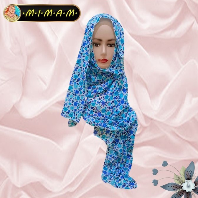 PRE-LOVED JILBAB PASHMINA MOTIF BUNGA BIRU