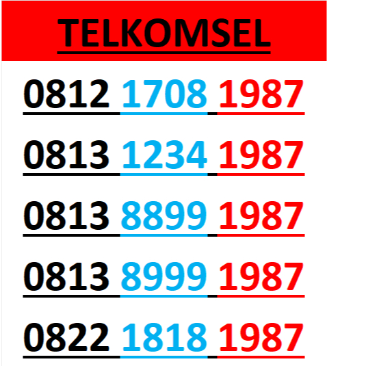 Nomor cantik telkomsel simpati 4g 5g seri tahun 1987 r2000