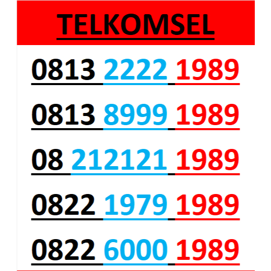 Nomor cantik telkomsel simpati 4g 5g seri tahun 1989 r3000