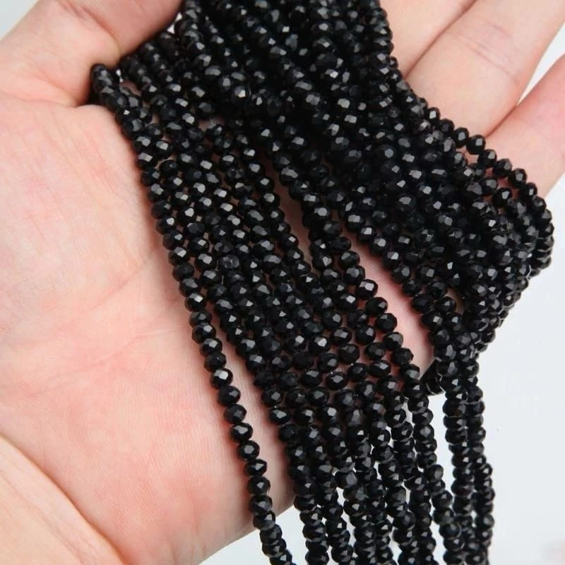 manik manik crystall Ceko bakpao hitam doff ukuran 4mm 6mm 8mm